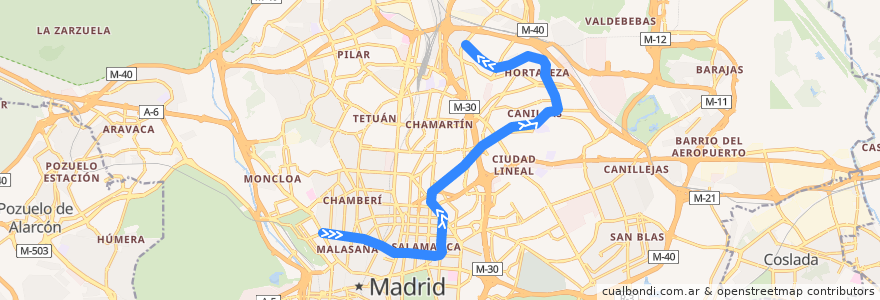 Mapa del recorrido Línea 4: Argüelles-Pinar de Chamartín de la línea  en Madrid.