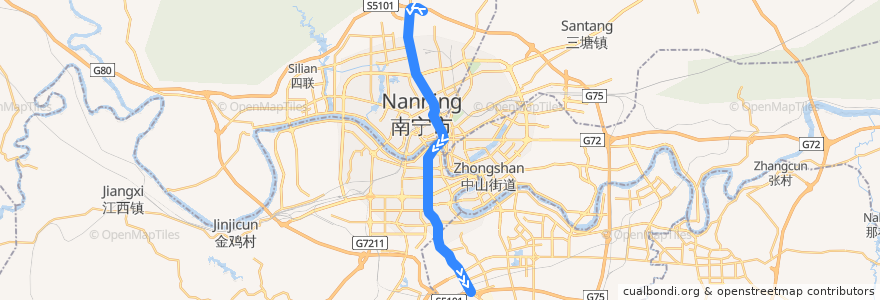 Mapa del recorrido 南宁轨道交通2号线 de la línea  en Nanning.