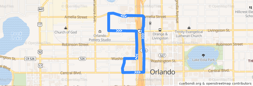 Mapa del recorrido 61 Lymmo Lime Line (circulator) de la línea  en Orlando.