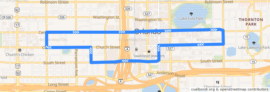 Mapa del recorrido 62 Lymmo Grapefruit Line (circulator) de la línea  en Orlando.