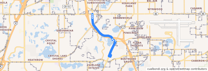 Mapa del recorrido 651 Goldsboro de la línea  en Sanford.