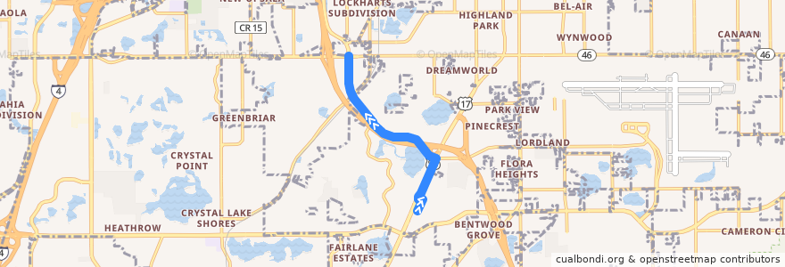 Mapa del recorrido 651 Goldsboro de la línea  en Sanford.