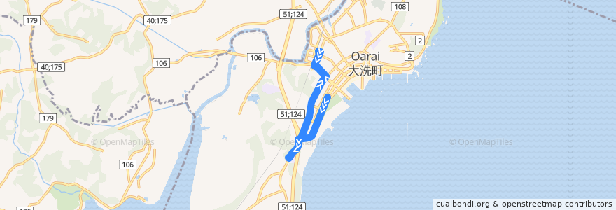 Mapa del recorrido 大洗町循環バス海遊号 大洗南ルート de la línea  en 大洗町.