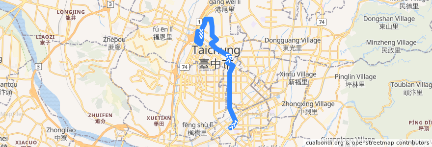 Mapa del recorrido 79路 (往中科管理局_返程) de la línea  en 臺中市.