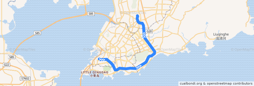 Mapa del recorrido 青岛地铁2号线 de la línea  en 青岛市.