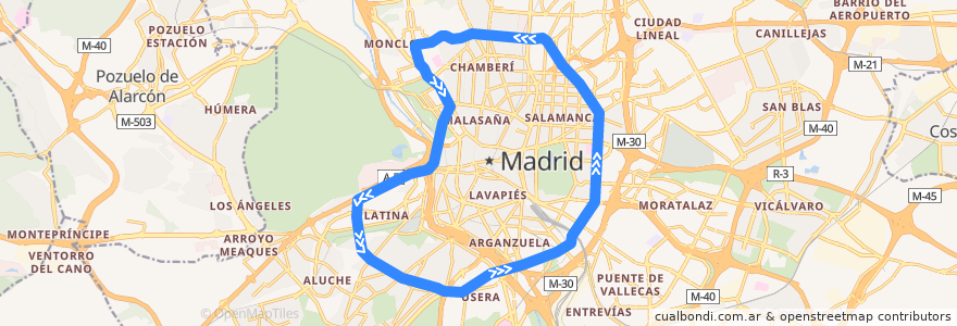 Mapa del recorrido Línea 6: Andén 1 de la línea  en مدريد.