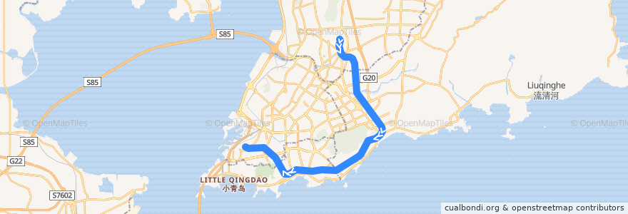 Mapa del recorrido 青岛地铁2号线 de la línea  en Qingdao.