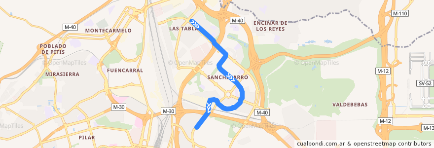 Mapa del recorrido Línea ML-1: Las Tablas-Pinar de Chamartín de la línea  en مادرید.