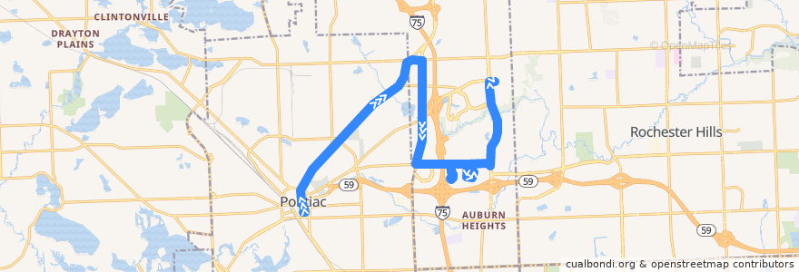 Mapa del recorrido 756 EB: Phoenix Center => Oakland University de la línea  en Oakland County.
