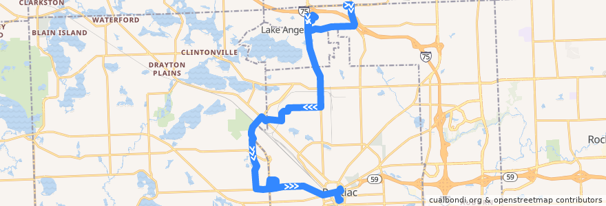 Mapa del recorrido 752/753 SB: Auburn Hills Meijer => Phoenix Center de la línea  en Oakland County.