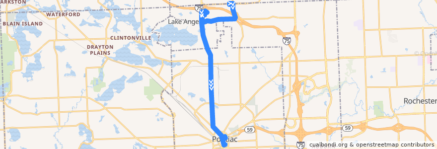 Mapa del recorrido 753 SB: Auburn Hills Meijer => Phoenix Center de la línea  en Oakland County.