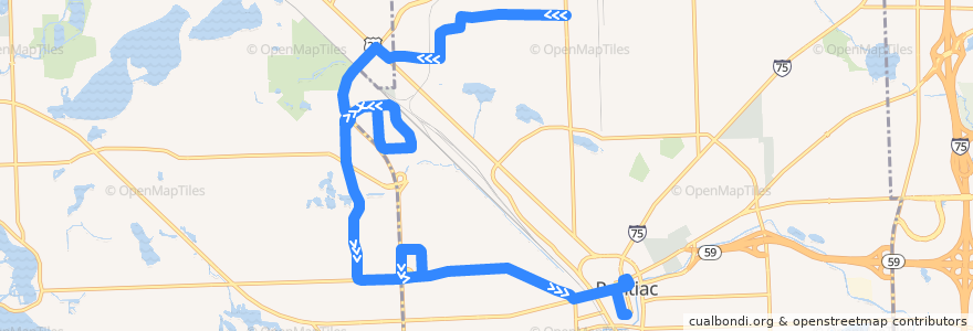 Mapa del recorrido 752 SB: Baldwin & Columbia => Phoenix Center via Oakland County SC de la línea  en Oakland County.
