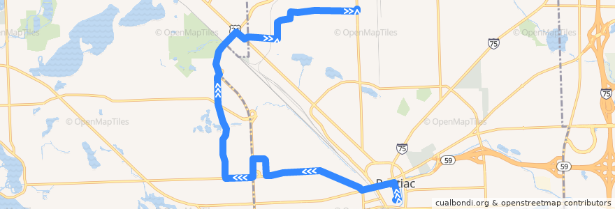 Mapa del recorrido 752 NB: Phoenix Center => Baldwin & Columbia de la línea  en Oakland County.