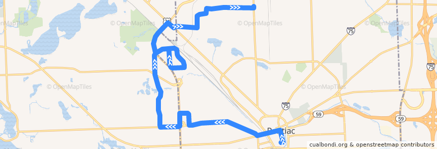 Mapa del recorrido 752 NB: Phoenix Center => Baldwin & Columbia via Oakland County SC de la línea  en Oakland County.