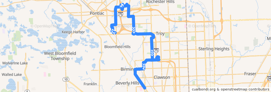 Mapa del recorrido 465 SB: Auburn Hills => 13 Mile de la línea  en Oakland County.