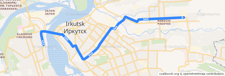 Mapa del recorrido Иркутск-Пассажирский → ул. Братская de la línea  en городской округ Иркутск.