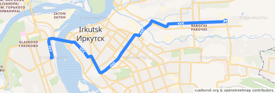 Mapa del recorrido ул. Братская → Иркутск-Пассажирский de la línea  en городской округ Иркутск.