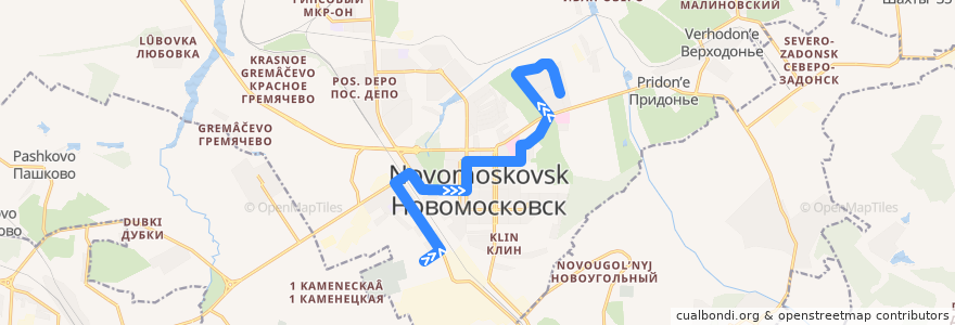 Mapa del recorrido Автобус 26: Кладбище - Залесный de la línea  en городской округ Новомосковск.