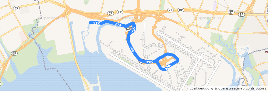Mapa del recorrido Howard Beach Route de la línea  en Queens.