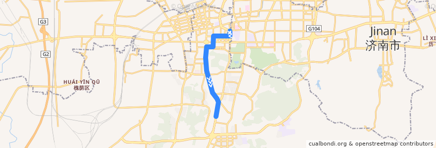 Mapa del recorrido 88快青年桥—>仲宫 de la línea  en 市中区.