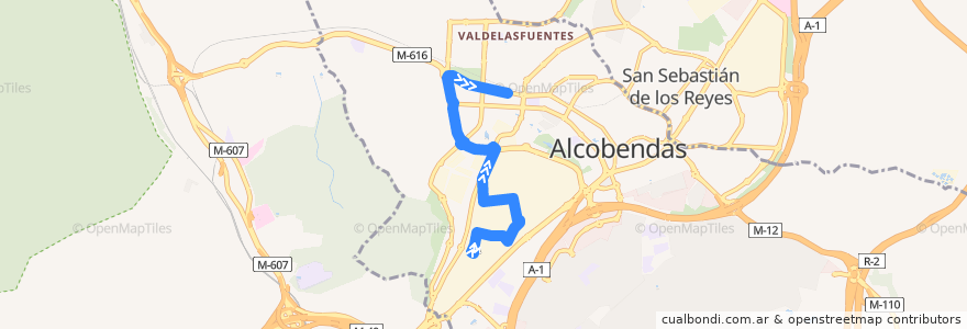 Mapa del recorrido L6 Pol. Ind. - FFCC Valdelasfuentes de la línea  en Alcobendas.