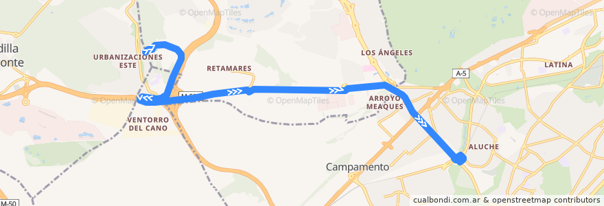 Mapa del recorrido Bus 591: Boadilla del Monte (Facultad de Informática) - Aluche de la línea  en Communauté de Madrid.