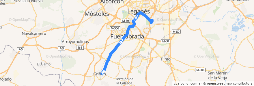 Mapa del recorrido 468: Griñón - Getafe de la línea  en Comunidad de Madrid.