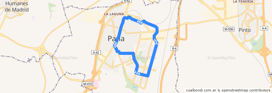 Mapa del recorrido Tranvía de Parla de la línea  en Parla.