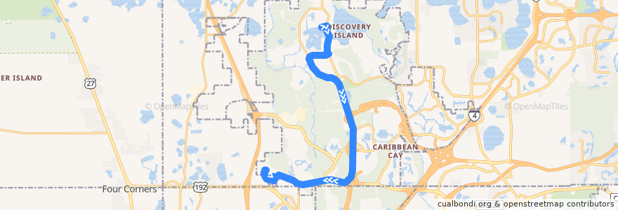 Mapa del recorrido Magic Kingdom - Disney's Animal Kingdom Lodge de la línea  en Bay Lake.