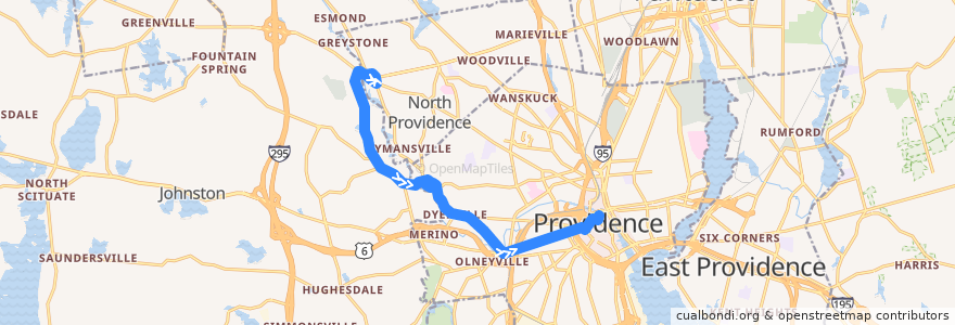 Mapa del recorrido RIPTA 27 Broadway/Manton to Kennedy Plaza via George Waterman de la línea  en Providence County.