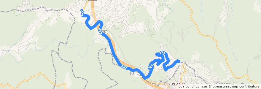 Mapa del recorrido L5 Les Planes (Bus Barri) Tornada de la línea  en Barcelona.