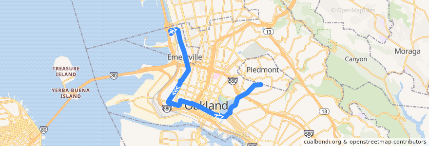 Mapa del recorrido AC Transit 29: Christie Avenue & 64th Street => Lakeshore Avenue & Park Lane de la línea  en Alameda County.