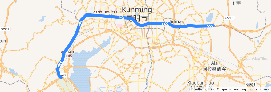 Mapa del recorrido 昆明地铁3号线 de la línea  en Kunming.