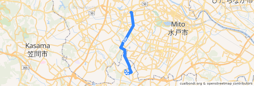 Mapa del recorrido 茨城交通バス 水戸医療センター⇒大山原⇒赤塚駅南口 de la línea  en 茨城县.