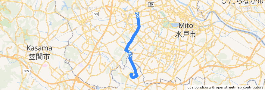 Mapa del recorrido 茨城交通バス 赤塚駅南口⇒大山原⇒水戸医療センター de la línea  en 茨城県.