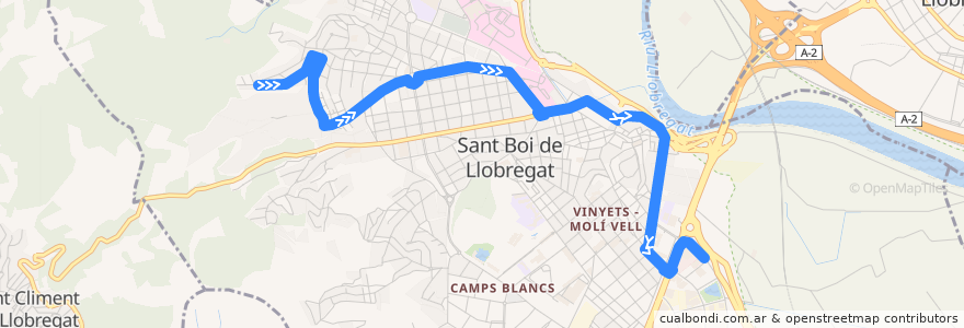 Mapa del recorrido SB3 Sant Boi de L. (Marianao => Tanatori) de la línea  en Sant Boi de Llobregat.