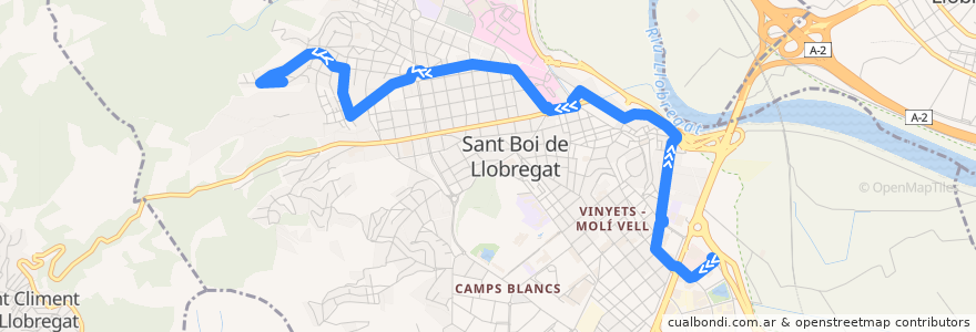 Mapa del recorrido SB3 Sant Boi de L. (Tanatori => Marianao) de la línea  en Sant Boi de Llobregat.