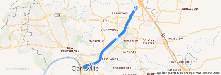 Mapa del recorrido Route 7: Governor's Square Mall de la línea  en Clarksville.