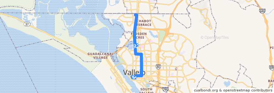 Mapa del recorrido SolTrans 1: Vallejo => Rancho Square de la línea  en Vallejo.