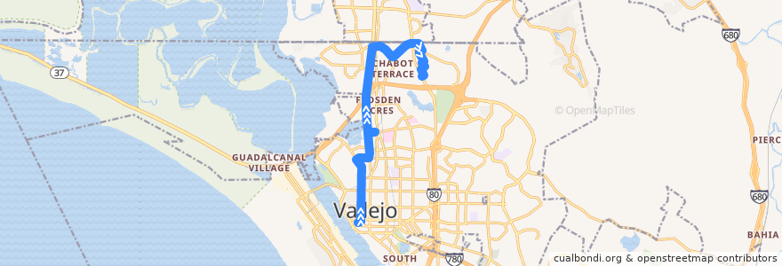 Mapa del recorrido SolTrans 2: Vallejo Transit Center => Fairgrounds de la línea  en Vallejo.