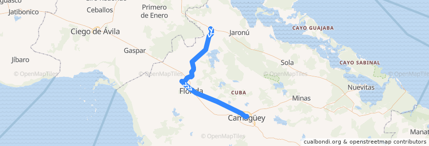 Mapa del recorrido Tren Camaguey Esmeralda de la línea  en Camagüey.