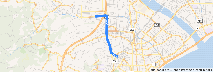 Mapa del recorrido 小72　小田原駅西口 => 久野車庫前 de la línea  en 小田原市.