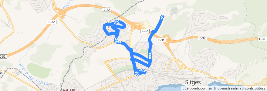 Mapa del recorrido Línia 1: Poble Sec - Vallpineda de la línea  en Garraf.