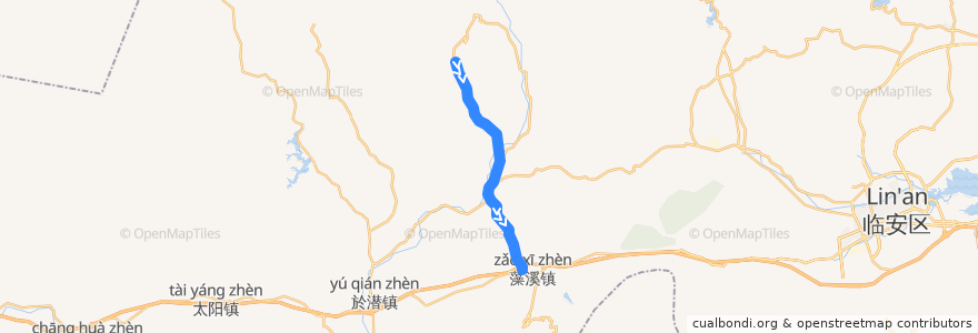 Mapa del recorrido K275 藻溪-小坞 de la línea  en 天目山镇.