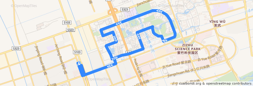 Mapa del recorrido 上海交大校园巴士（逆时针） de la línea  en 민항구.