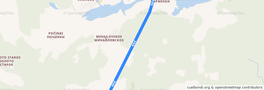 Mapa del recorrido Автобус № 55: Автостанция Можайск => Бартеньево de la línea  en Можайский городской округ.