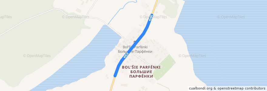 Mapa del recorrido Автобус № 55: Бартеньево => Автостанция Можайск de la línea  en Можайский городской округ.