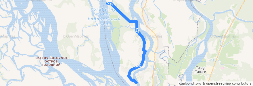 Mapa del recorrido Автобус 18: п.Конвейер - МЛП de la línea  en городской округ Архангельск.