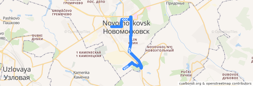 Mapa del recorrido Автобус 2: пос. Шамотный ‐ Вокзал de la línea  en городской округ Новомосковск.