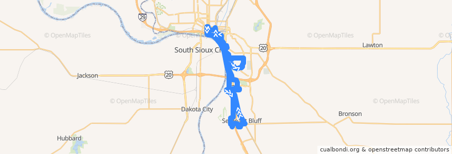 Mapa del recorrido Airport de la línea  en Sioux City.